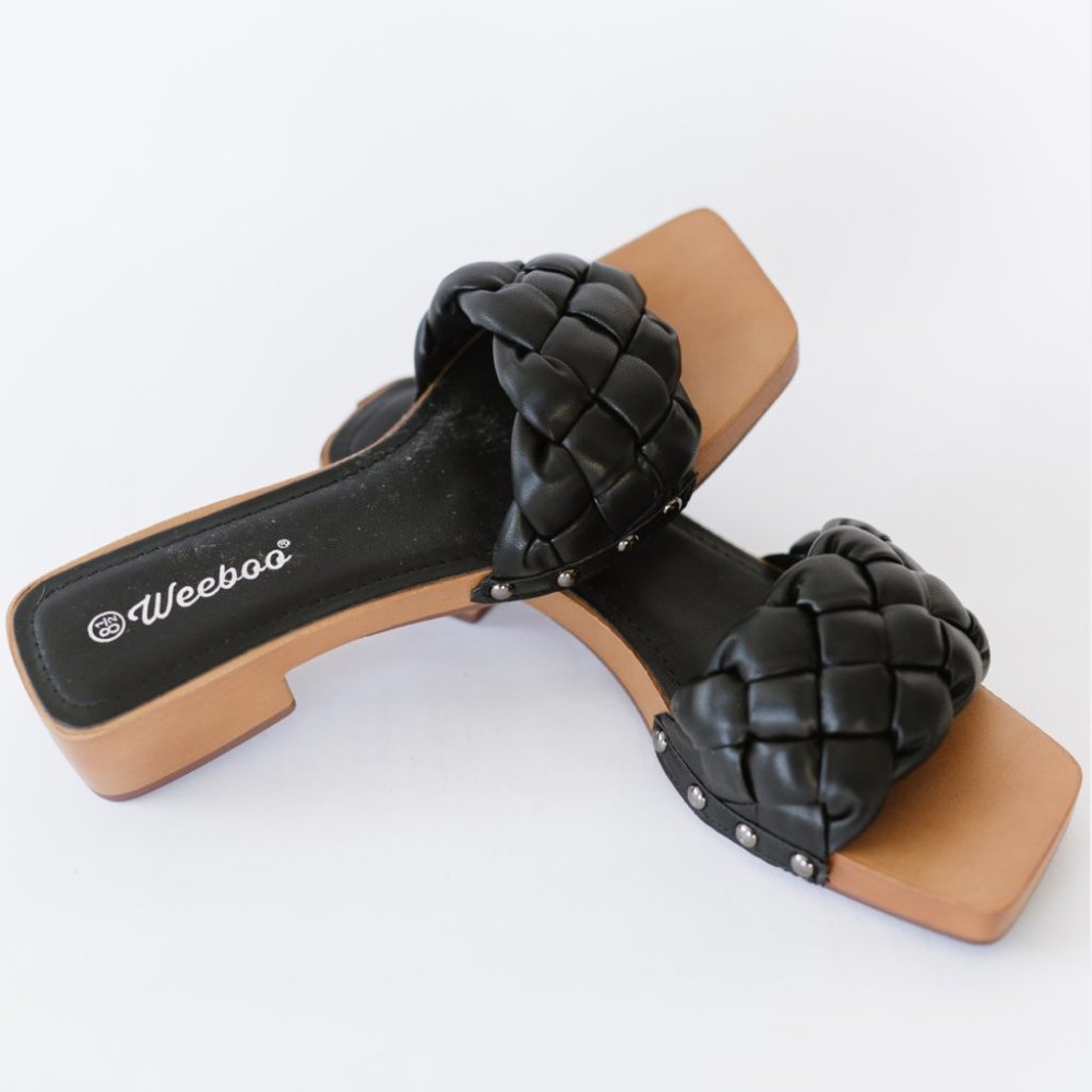 WeeBoo Authentic Self Square Toe Woven Heeled Slides - Picture 8 of 10